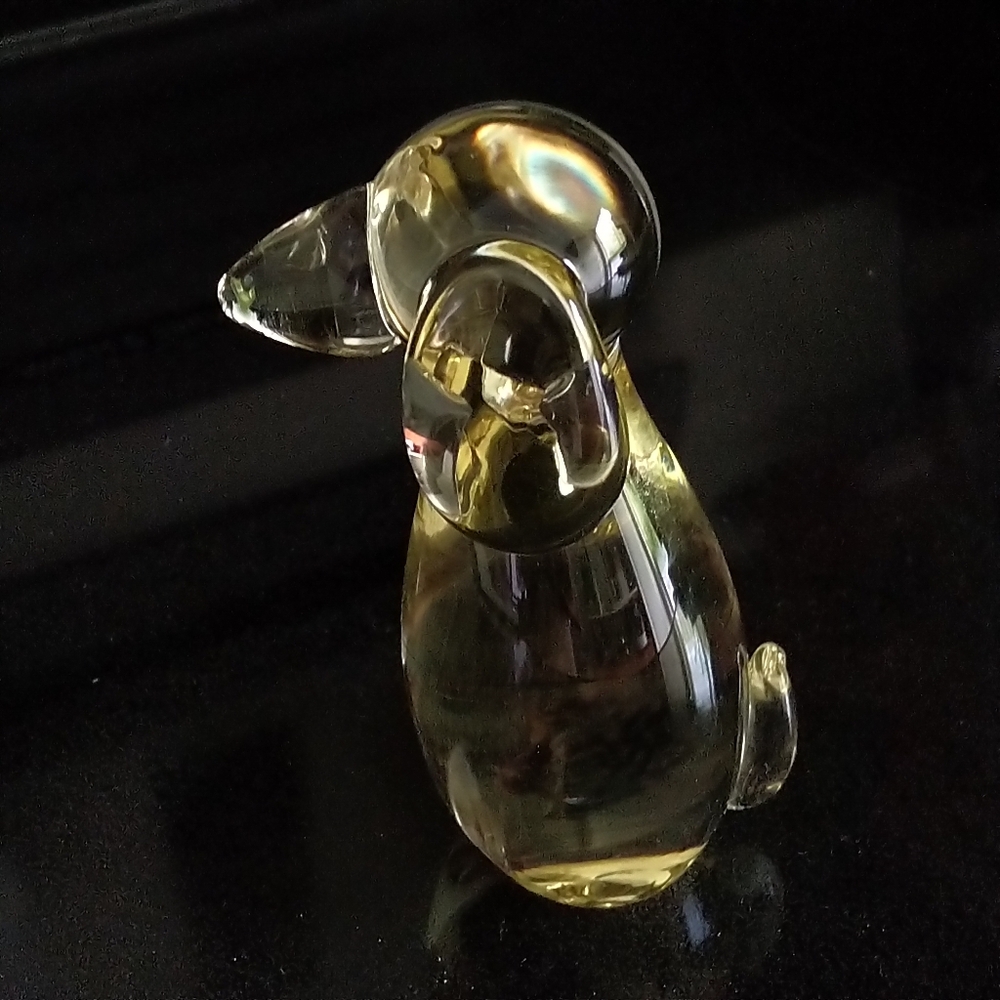Vintage Miloslav Janku Czech Art Glass Dog Figurine Paperweight Citrine 4" - Picture 3 of 5